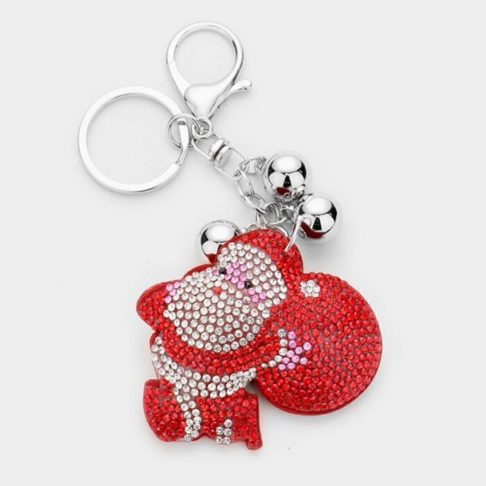 Christmas Santa Clause rhinestone bling keychain handbag charm purse New - Picture 5 of 5